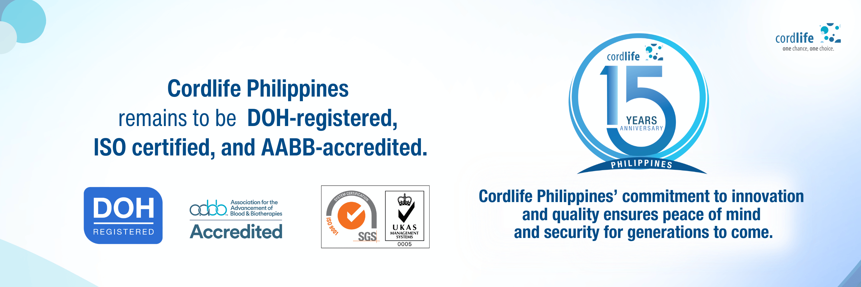 Cordlife Philippines is AABB-accredited and ISO-certified; remains committed to providing quality healthcare services